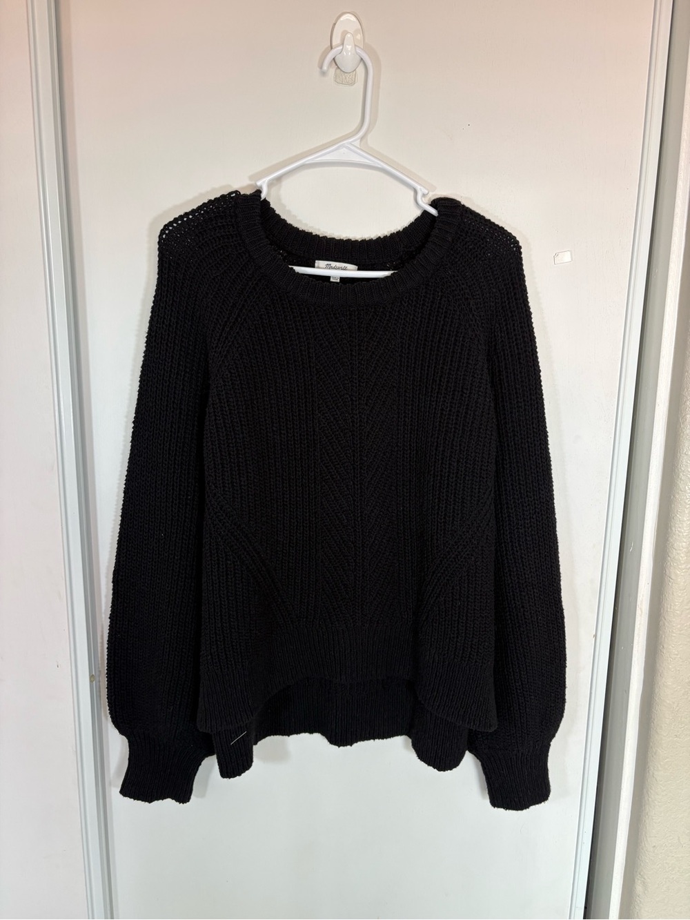Madewell Sweater Womens XL in Black Long Sleeve Knit Ribbed Pullover